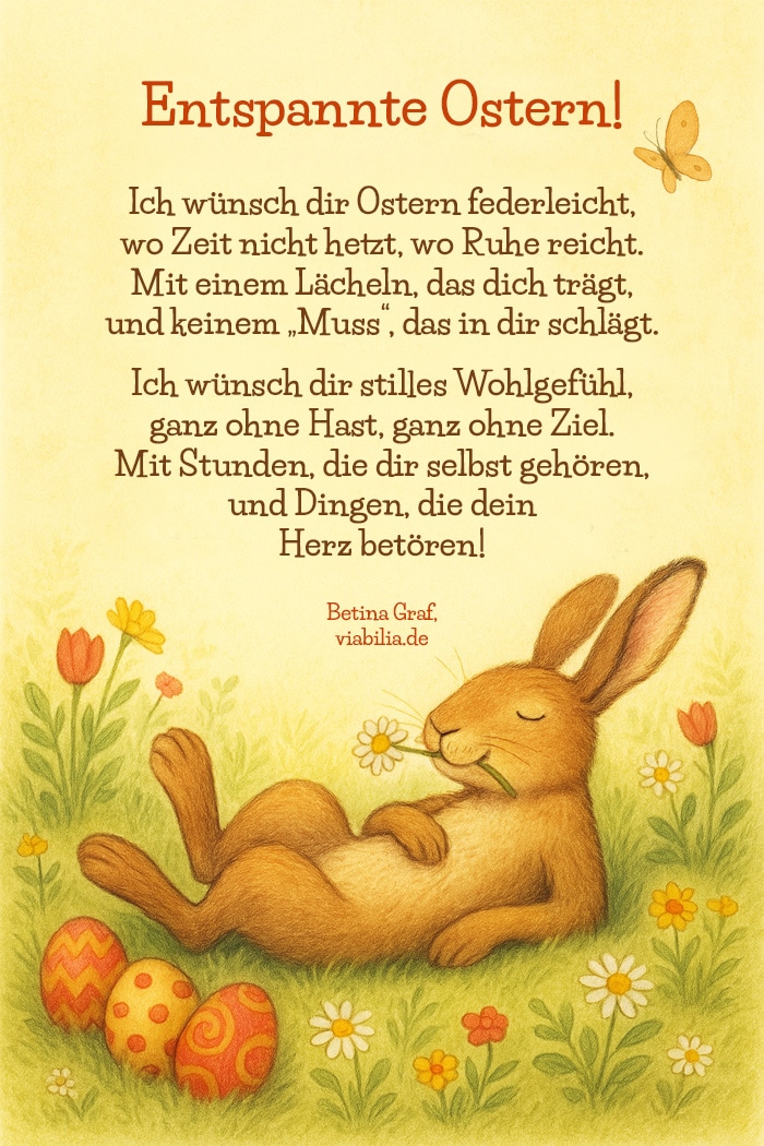Entspannte Ostern: Spruch mit Bild für WhatsApp