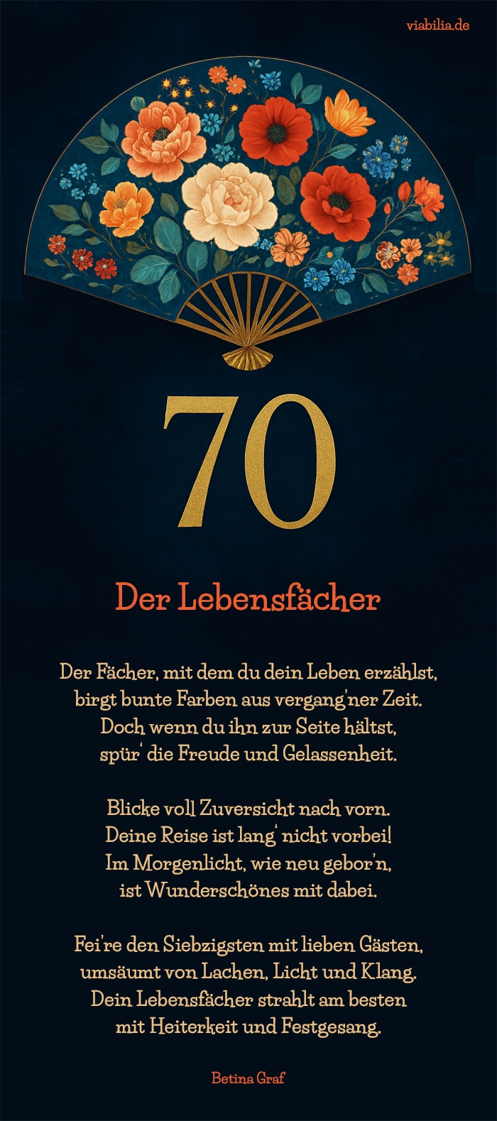 Glückwünsche zum 70. Geburtstag mit Gedicht Lebensfächer
