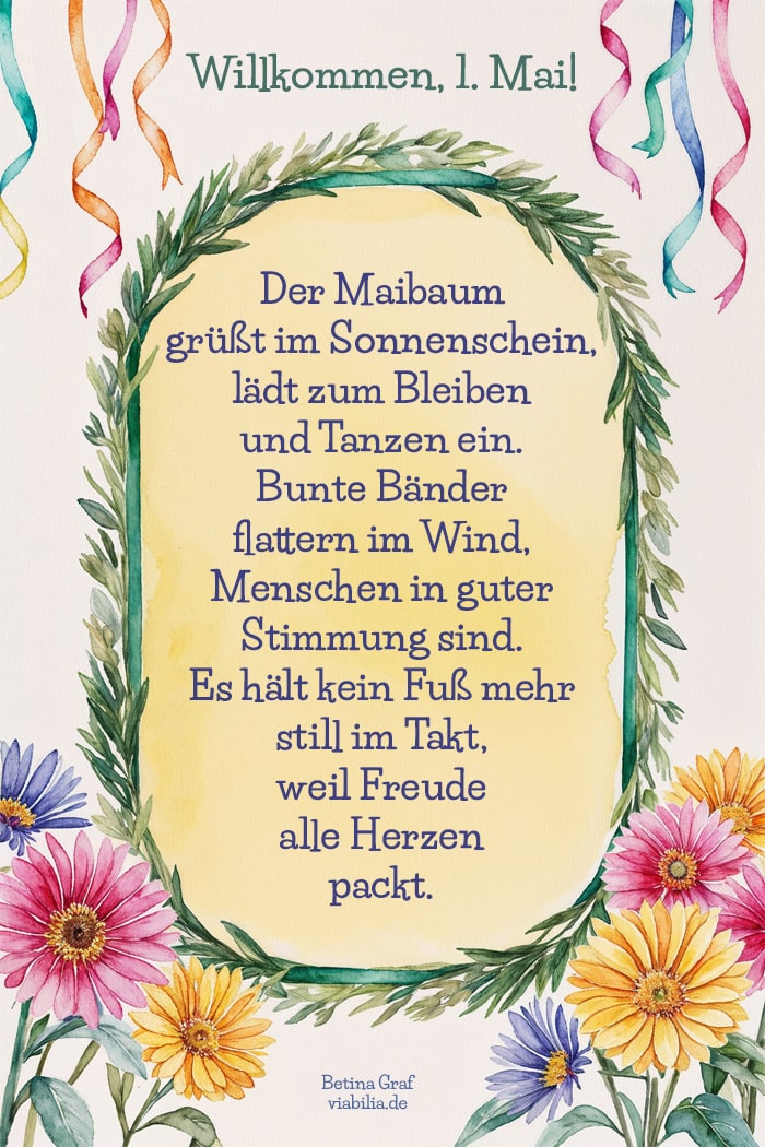 Spruch zum 1. Mai: Der Maibaum grüßt im Sonnenschein