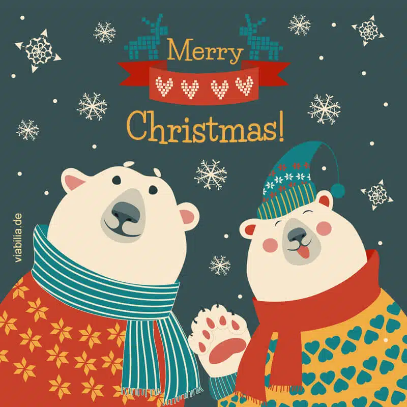 Englische Weihnachtsgrüße mit zwei Bären: Merry Christmas!