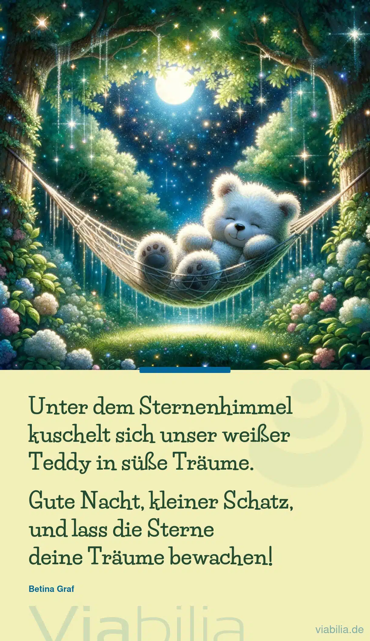 Gute Nacht Bild mit Teddybär: gute Nacht, kleiner Schatz