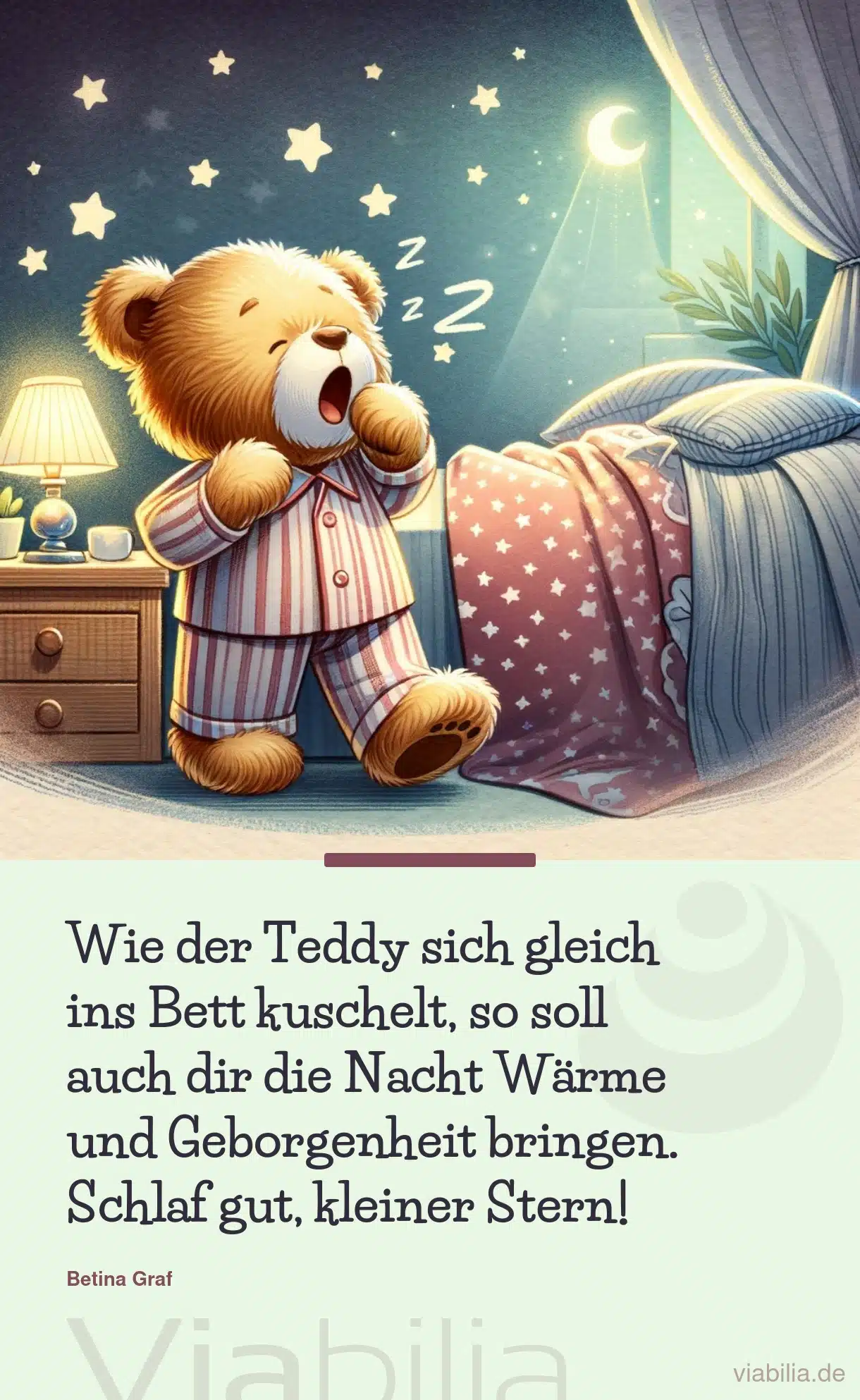 Gute Nacht Bild mit Teddy: schlaf gut, kleiner Stern