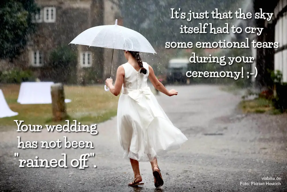 Hochzeitsgruß, wenn es geregnet hat (englische Version)