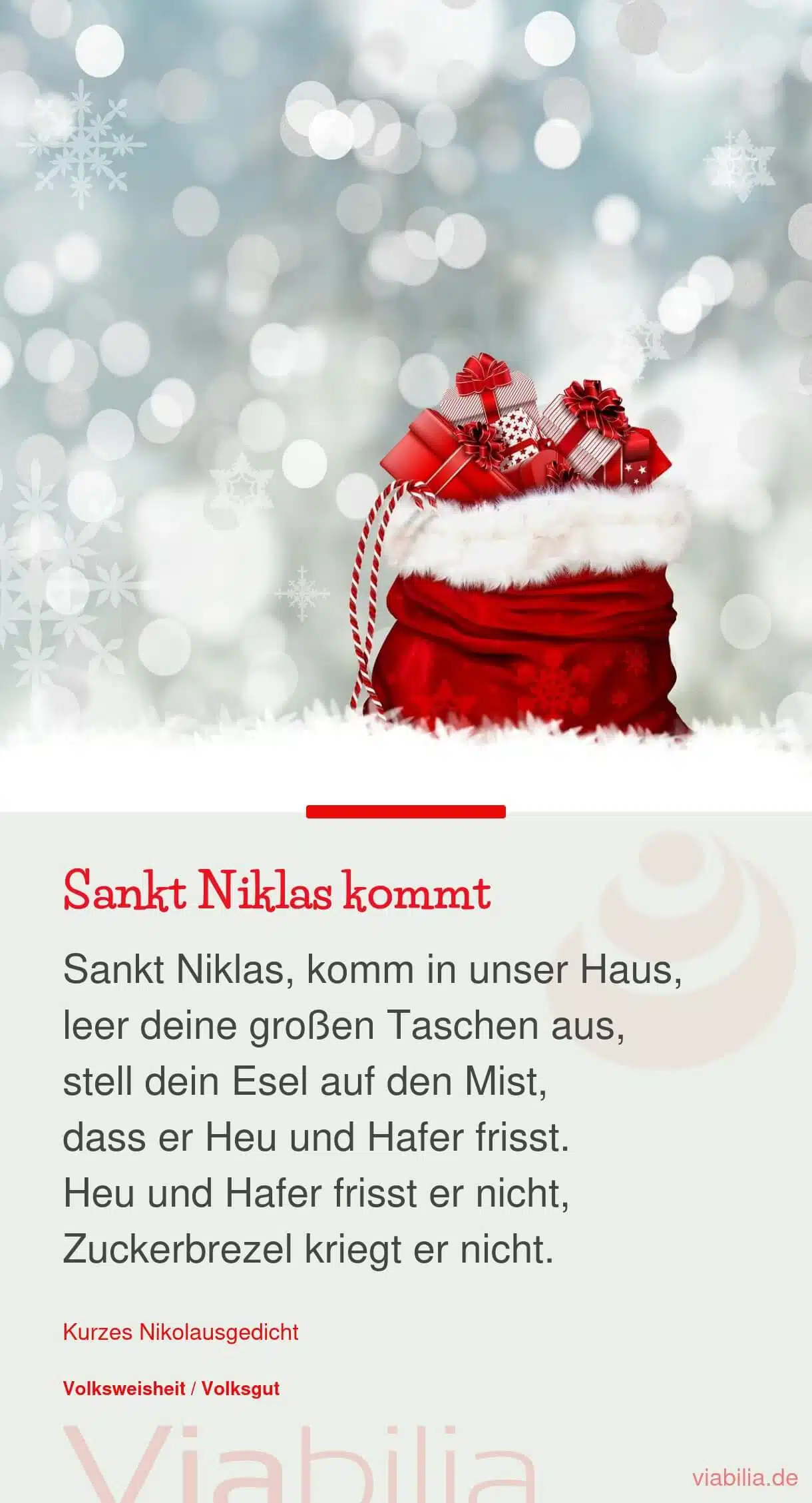 Adventsgedicht zum Nikolaustag: Sankt Niklas kommt